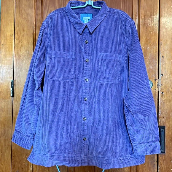 L.L. Bean Women’s Purple Wide Wale Corduroy Shirt Jacket Plus Size 3X - Picture 1 of 12